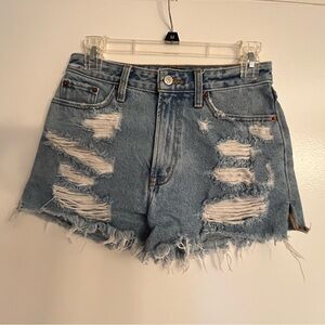 Abercrombie & Fitch Blue Jean Shorts Distressed Raw Hem Annie high rise